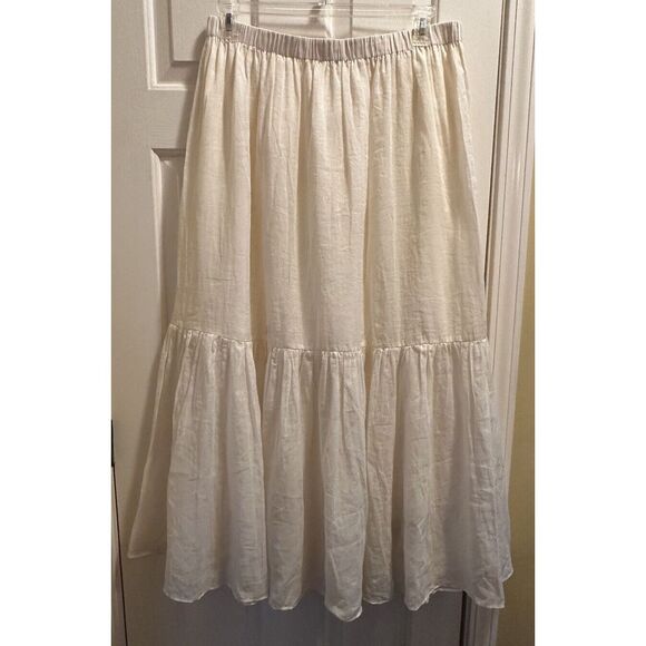 Banana Republic Cream Cotton Ramie Boho Beach Prairie Top‎ Maxi Skirt
